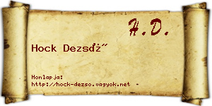 Hock Dezső névjegykártya